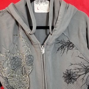 *SOLD*Fox Racing Gray and Black Full Zip MX Hoodie